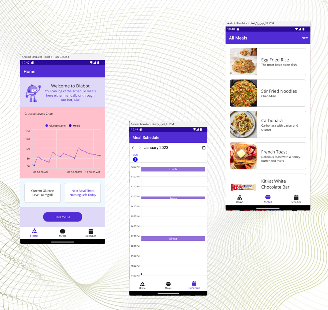 Diabot app designs